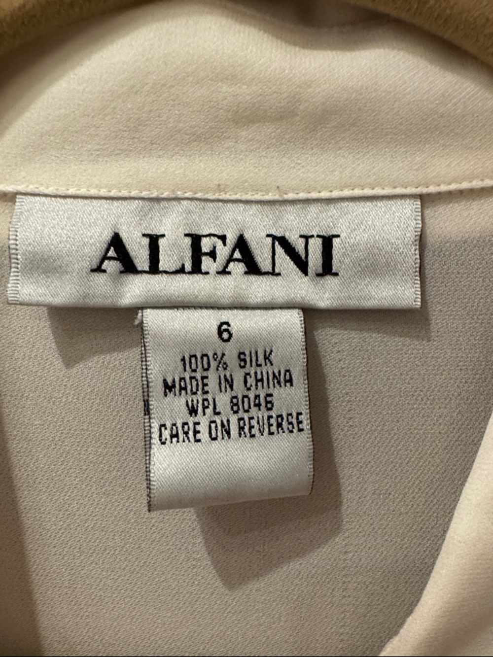 Alfani silk Cream Button-Front Long-Sleeve Dress Shirt - Picture 2 of 3